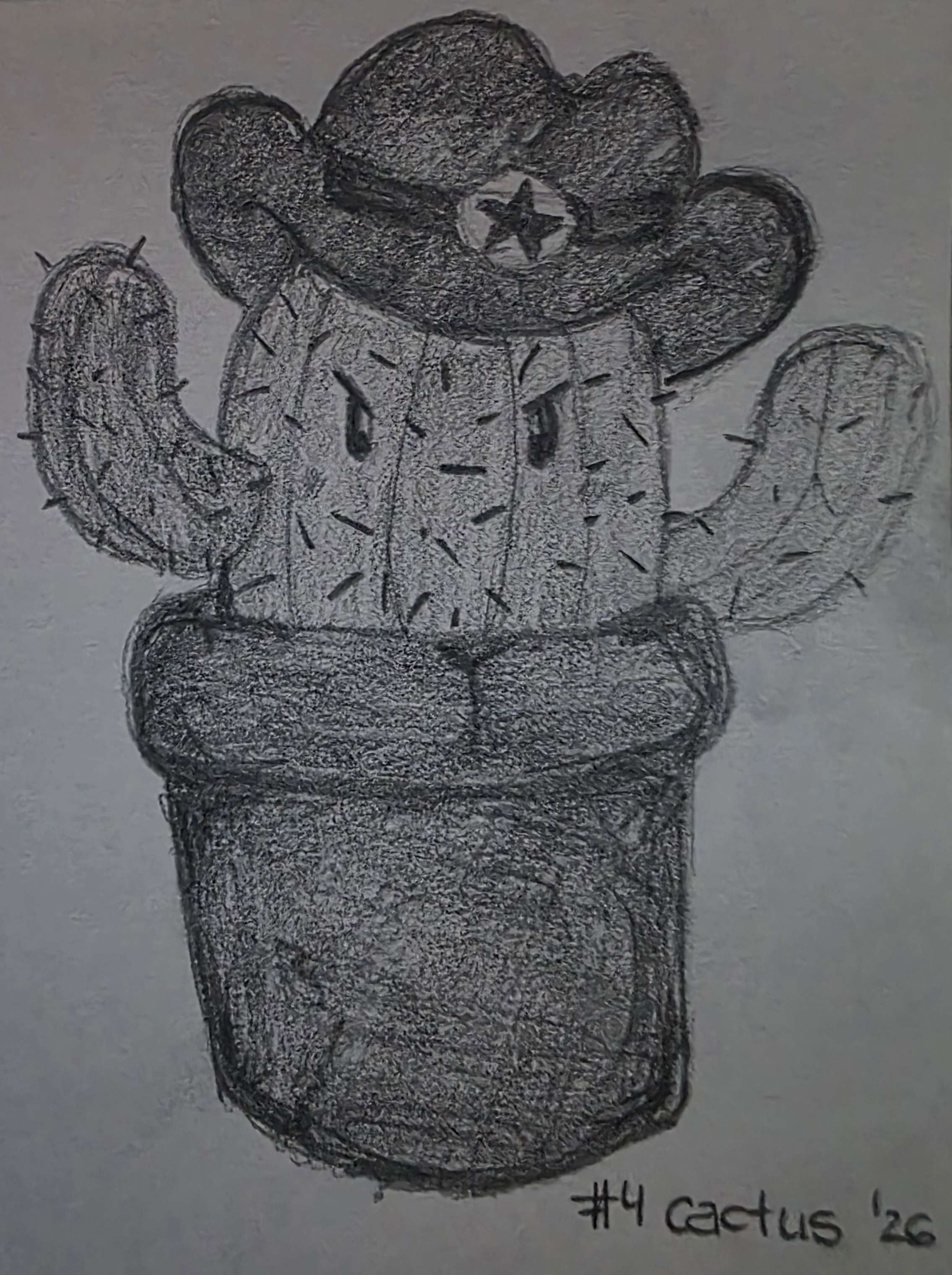 Inktober 2026 Day 04 Cactus black-and-white illustration