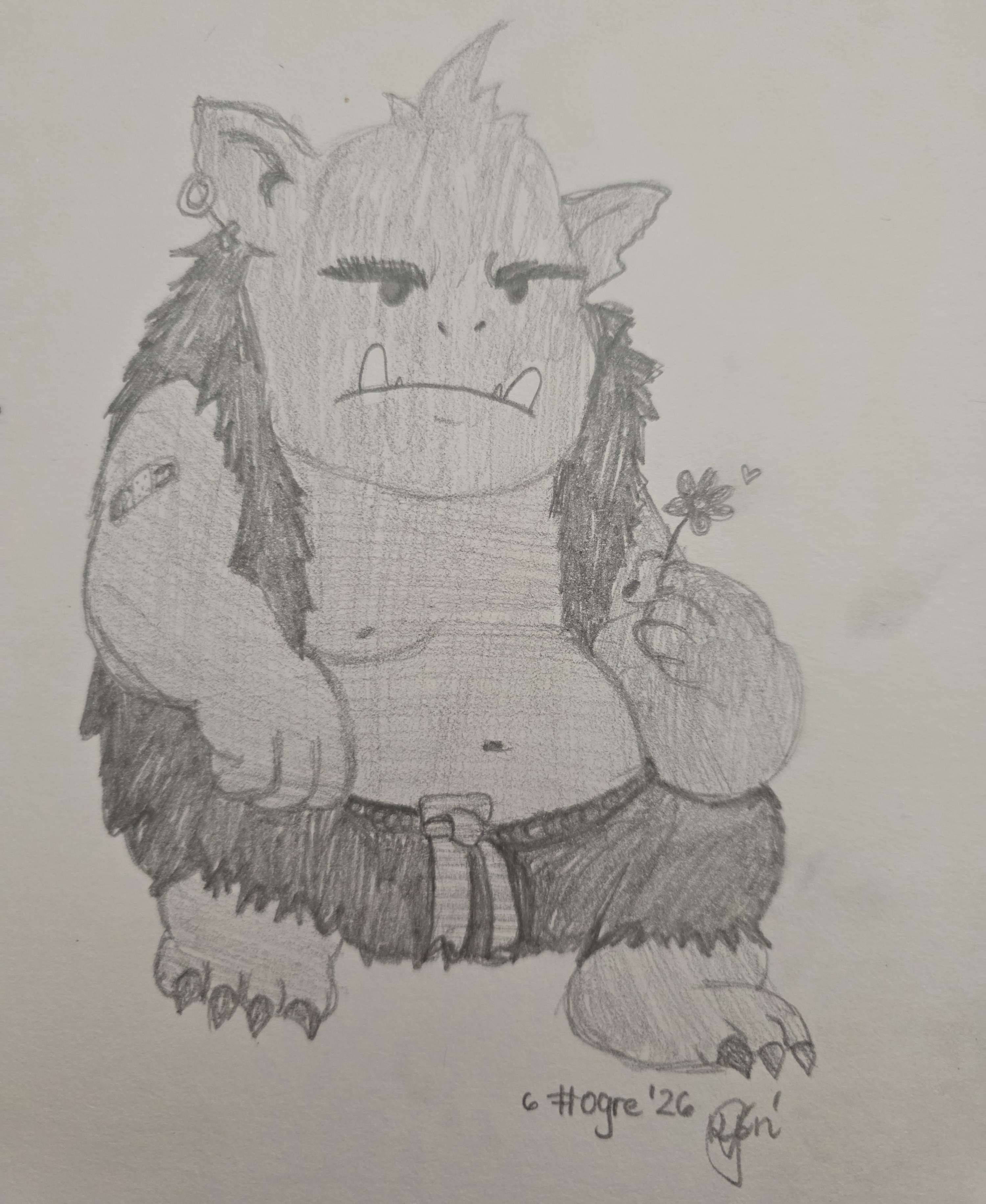 Inktober 2026 Day 06 Ogre black-and-white illustration