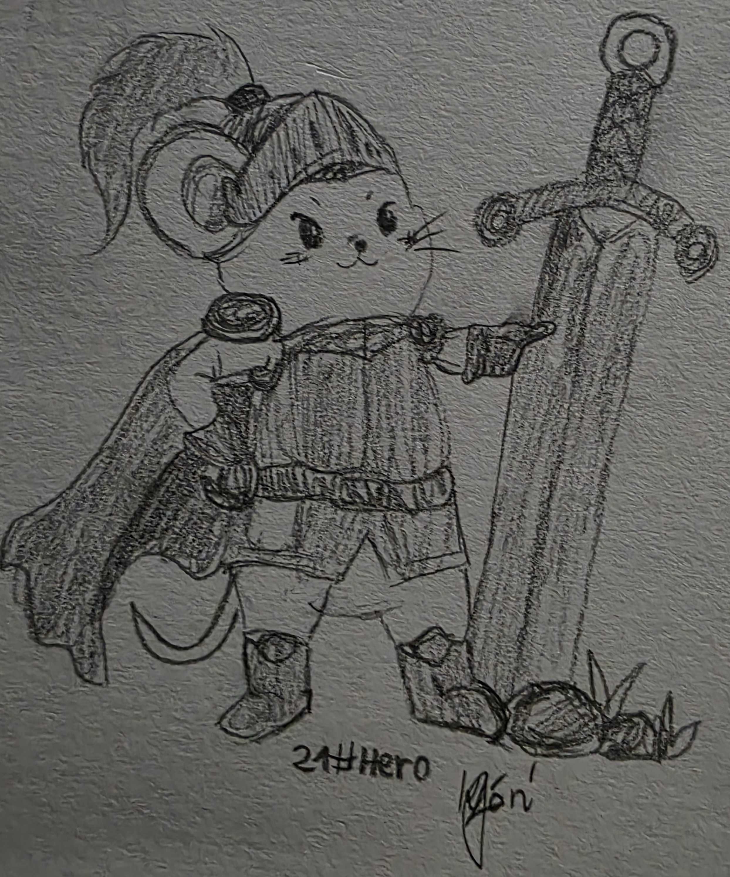 Inktober 2026 Day 21 Hero black-and-white illustration